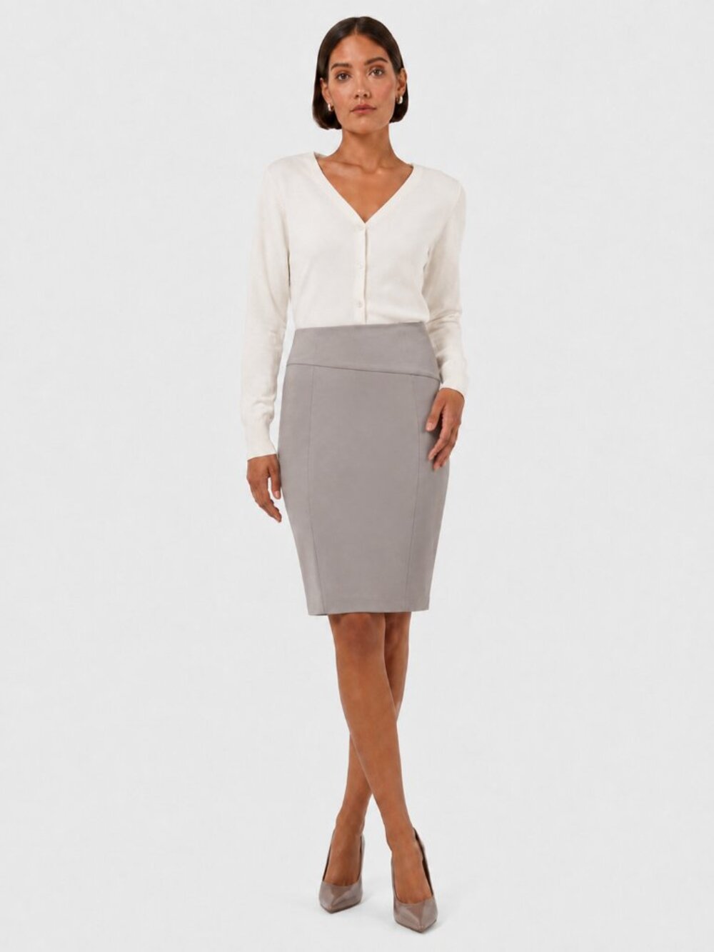 Forcast Lauren Pencil Skirt in Stone